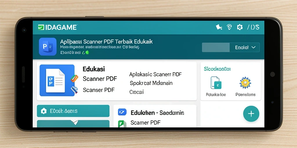 Tampilan antarmuka IDAGAME dengan fitur Scanner PDF yang lengkap.