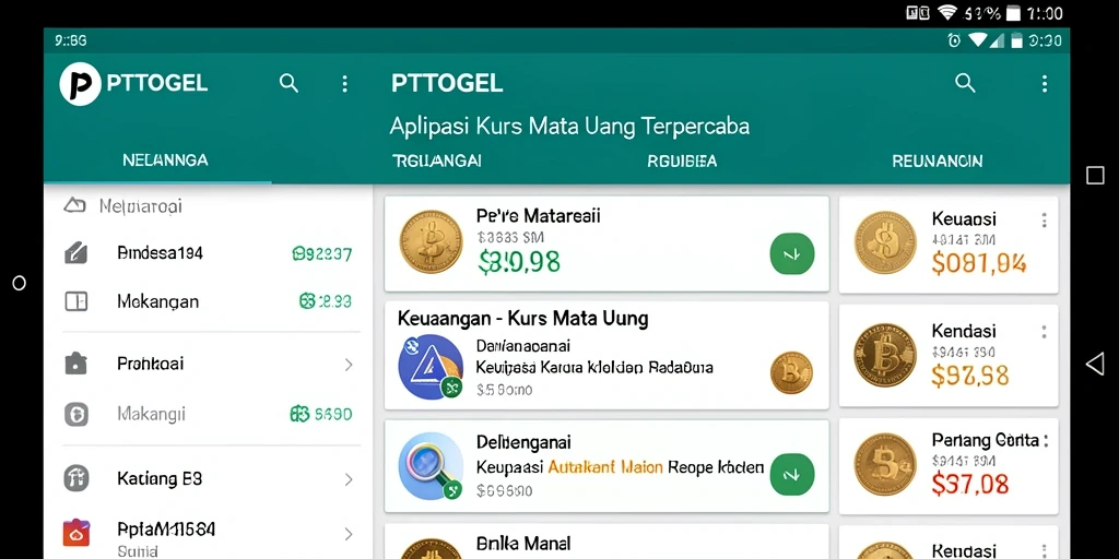 Antarmuka jelas dan informatif dari aplikasi Kurs Mata Uang.