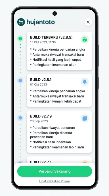 Riwayat Versi Aplikasi Hujantoto untuk Android
